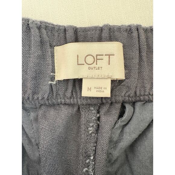 Ann Taylor Loft Gray Linen Pants Sz Med High Rise Elastic Waist Minimalist - Picture 2 of 13